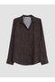 Brown Patterned Satin Women's Shirt - 5