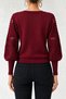Women's Crew Neck Half Fisherman Sleeve Lace Detailed Burgundy Sweater - 6