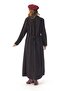 Nazlı Flannel Shawl Pattern Buttoned V-Neck Long Sleeve Winter Long Dress Black Syh - 2