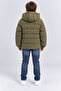 Boy's Hooded Inflatable Coat with Zipper Pockets Winter Coat Navy Blue Khaki Gray Ak4282 - 5