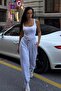 Women's Gray Soft Textured Stopered Barrel Jogger Sweatpants - 4