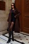 Women's Brown Double-Breasted Collar Wool Textured Belted Oversize Cashmere Coat - 3