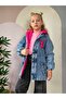 Girl's winter denim jacket with plush inside