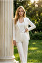 Women's White Embroidered Fabric 2 Button Men's Collar Festo Fabric Jacket Yy101431 - 5