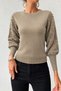 Women's Crew Neck Half Fisherman Sleeve Lace Detailed Mink Sweater - 2