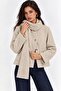 Women's Shawl Detailed Towel Fabric Textured Short Jacket – Beige - 3