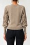 Women's Crew Neck Half Fisherman Sleeve Lace Detailed Mink Sweater - 6