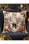 Christmas Themed Deer, Fox, Rabbit, Owl Patterned Digital Printed Set of 4 Gift Throw Pillow Covers - 3
