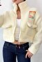Women's Stand Collar Plush Coat with Arma Detail White - 5040 - 2