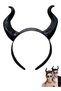 Halloween Demon Horn Headband Black Horn Hoop Headpiece Devil Horn Headdress Hair Accessories for Women Men Halloween Cosplay Dress Up Party Decoration