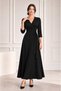 Women's Three Quarter Sleeve Double Breasted Collar Waist Tie Long Casual Dress - 2