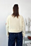 Women's Stand Collar Plush Coat with Arma Detail White - 5040 - 5