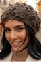 Women's Floral Motif Embossed Knitted Knitwear Winter Beanie - 8