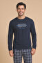 5804 Interlock Winter Thick Fabric Plaid Pajamas Men's Home Pajama Set - 3