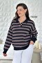 Polo Collar Striped Knitwear Blouse 7K039