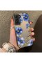 Samsung Galaxy S21 Fe Compatible Elegant Flower Case, Blue Flower Golden Branch Creative Flat Print