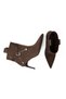 Women's Brown Suede Belt and Ring Buckle Detailed Pointed Toe Thin Heeled Boots - 4