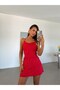 Backless Stoned Mini Dress - Red