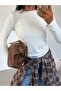 Crew Neck Finger-Hole Blouse - White - 3