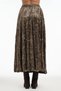Women's Velvet Patterned Fabric Long Skirt with Elastic Waist and Lined Design - 3