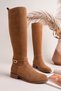 Alba Model Genuine Leather Earth Suede Side Zipper Thick Heel Buckle Daily Women's Boots - 3