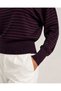 Premium Silky Italian Texture Thick Cuffed Striped Bluzan Cut Soft Knitwear Blouse - 3