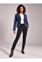 Women's Blue Lycra Denim Jacket with Zipper and Stitching Detail