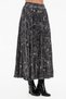 Women's Velvet Patterned Fabric Long Skirt with Elastic Waist and Lined Design - 2