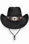 Unisex Cowboy Hat with Internal Adjustable Metal Buckle and Laces Western Women's Men's Hat - 2