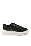 Women's Black Thick Sole Gold Stripe Detailed Lace-Up Casual Sports Walking Shoes Sneaker - 3