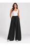 Women's Black Elastic Waist Wide Leg Sweatpants