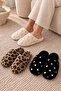 3-Piece Beige Polka Dot - Black Polka Dot - Tan Leopard Plush Closed Toe 3 cm Sole Home Slipper Set Byndset01 - 4