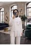 Women's Modern Clothing Pleated Patterned Double Suit - 2