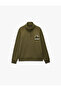 Printed Half Zipper Fleece-Lined Long Sleeve Mock Neck Sweatshirt