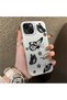 iPhone 13 Mini Compatible Plain Feel Case, Line Butterfly Daisy English Slogan Pattern