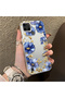 Realme C25Y/C21Y Compatible Elegant Flower Case, Blue Flower Golden Branch Creative Flat Printing