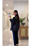 Toksy Navy Blue Wide Collar Buttoned Jacket - 2