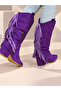 Arizona Purple Suede Tasseled 5 cm Heel Dallas Boots Botties - 5