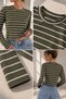 Women's Striped Crew Neck Long Sleeve Basic Blouse Zg3535 - 5