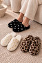 3-Piece Beige Polka Dot - Black Polka Dot - Tan Leopard Plush Closed Toe 3 cm Sole Home Slipper Set Byndset01 - 2