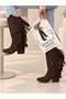 Arizona Brown Suede Tasseled 5 cm Heel Dallas Boots Bottie - 4