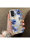 Samsung Galaxy A73 Compatible Elegant Flower Case, Blue Flower Golden Branch Creative Flat Print