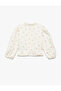 Cotton Crew Neck Ruffled Long Sleeve Floral Blouse - 2