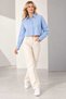 Women's 100% Cotton Poplin Crop Shirt with Geometric Stone Detail on Collar and Sleeve Cuffs - 5