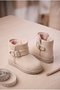 Children's Beige Suede Short Ankle Winter Boots with Warm Fur Inside - 4