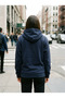 Women's Zipper Hooded Sweatshirt 3 Thread Threaded Thick Navy Blue Zip Hoodie - 4