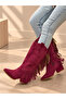 Arizona Burgundy Suede Tasseled 5 cm Heel Dallas Boots Botties - 3