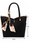 Black Women's Scarf Detailed Hand and Shoulder Bag Stylish, Convenient, High Quality and Modern Design - 8