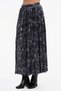 Women's Velvet Patterned Fabric Long Skirt with Elastic Waist and Lined Design - 3