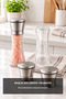 19 cm Glass Body Salt and Pepper Mill Set of 2 with Chrome Cover and Ceramic Mechanism - 3